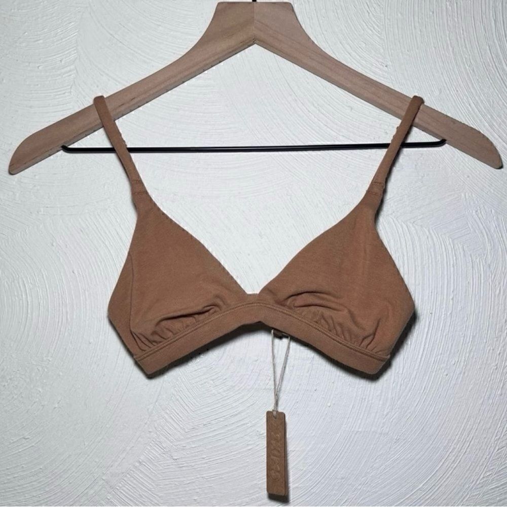 SKIMS Cotton Jersey Triangle Bralette in Camel